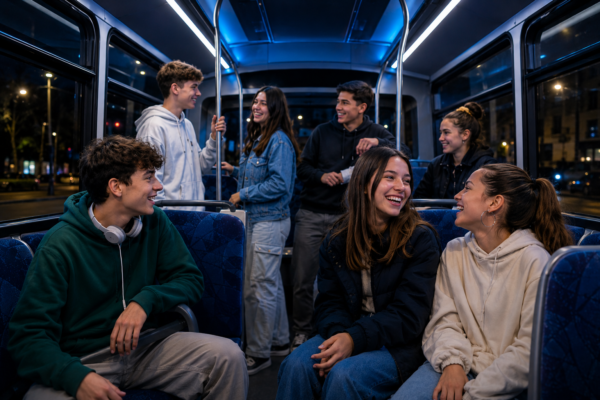 ragazzi in bus