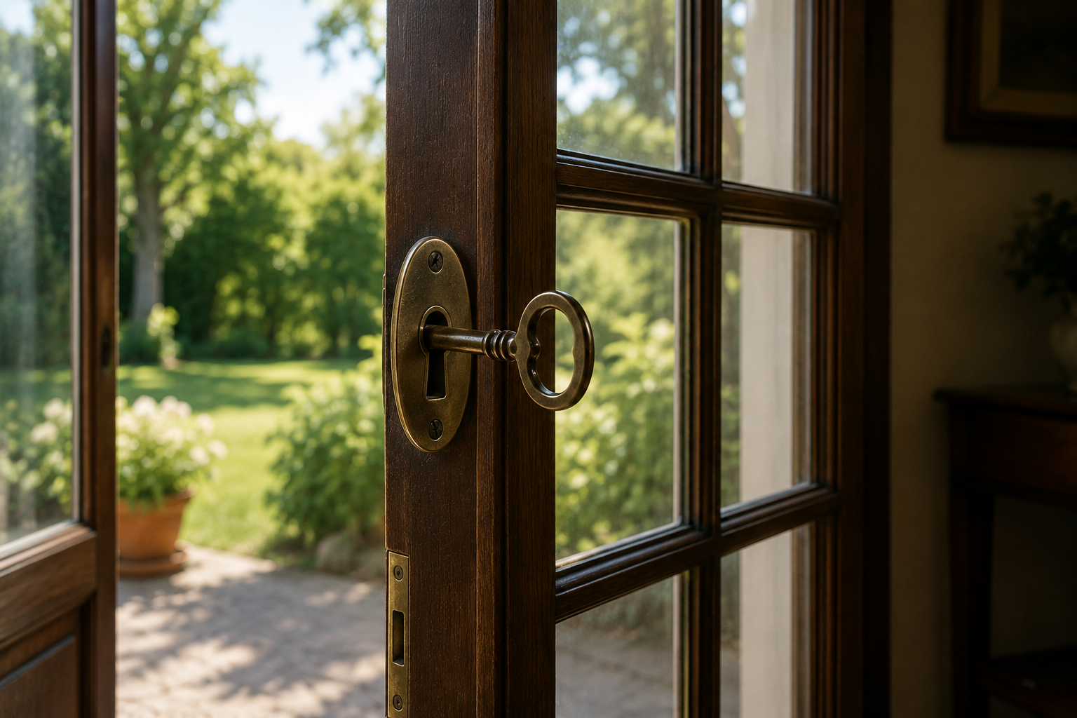 porta aperta su giardino