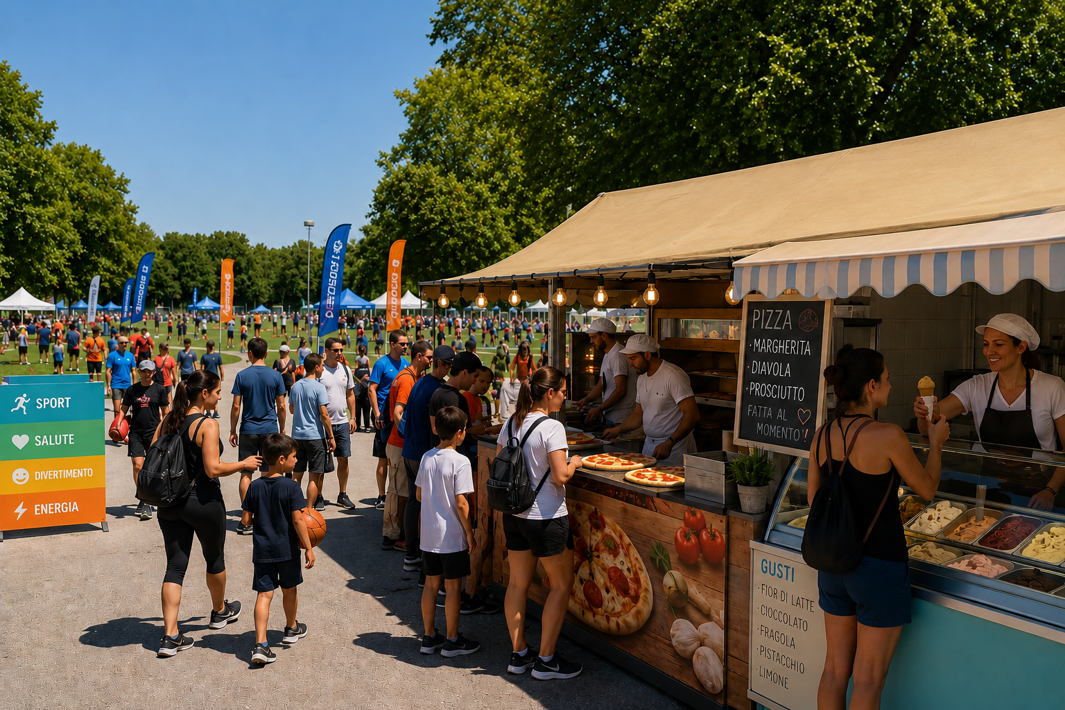chiosco di alimenti alla festa dello sport