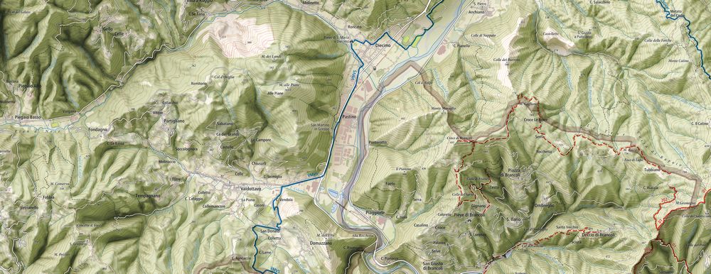 mappa di Lucca trek dei percorsi della linea agotica e i paesaggi della memoria