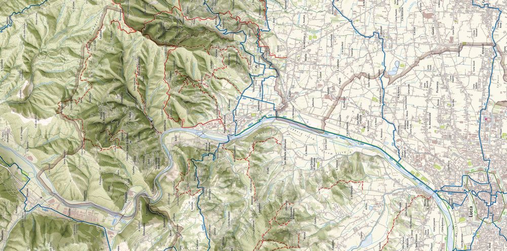 mappa di Lucca trek dei percorsi della via matildica del volto santo