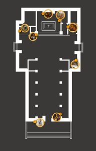 planimetria della chiesa di San Paolino con rimandi alla storia delle Mura di Lucca